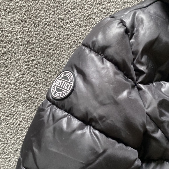 Justice Girls puffer coat jacket with hood size 12 - Picture 6 of 7